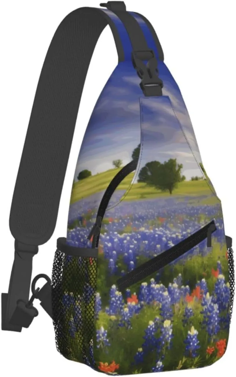 Cross Chest Bag Diagonally Sling Backpack Crossbody Shoulder Bag Turquoise Blue Gold Marble Sling Bag Travel Hiking Daypack