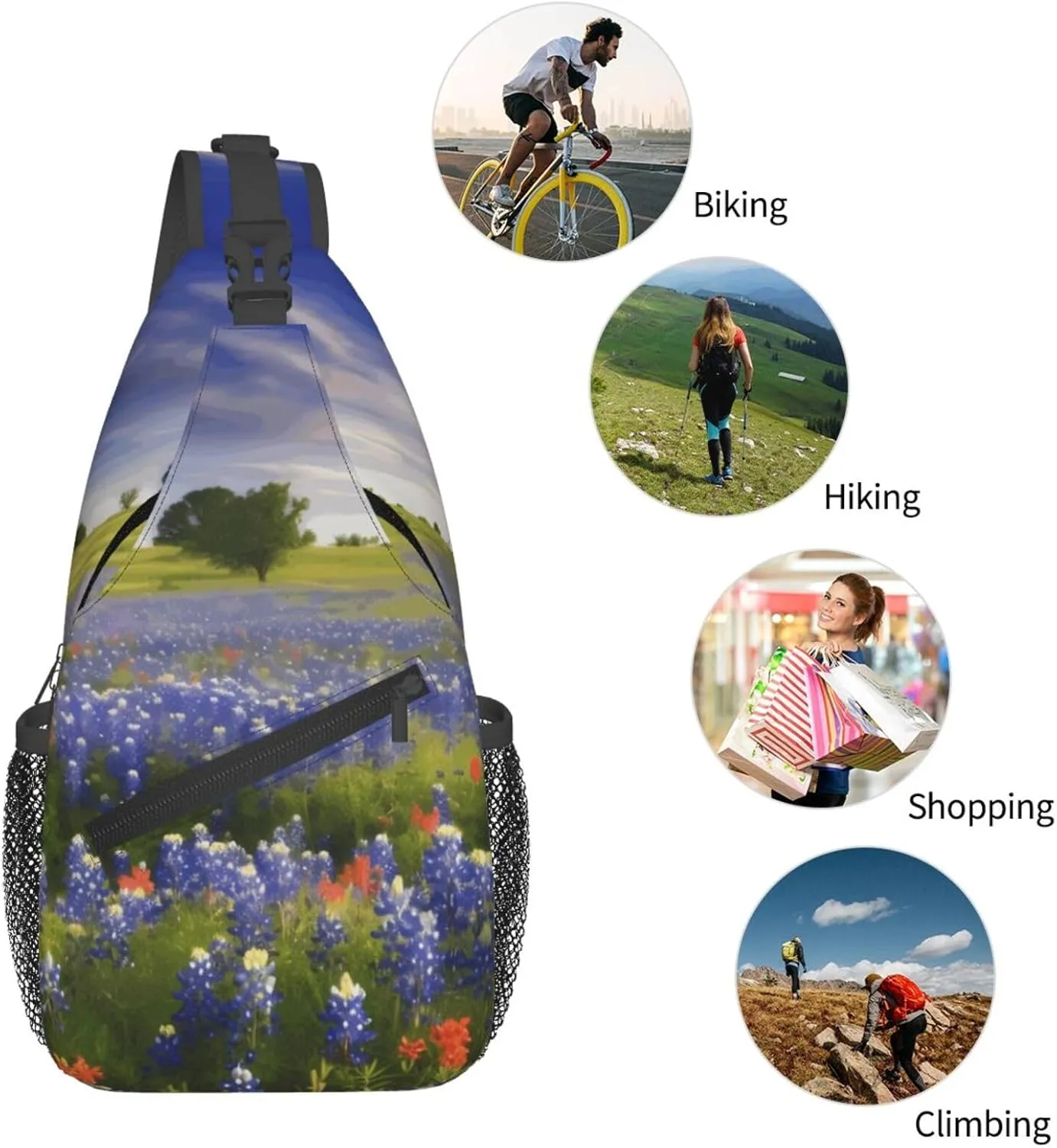 Cross Chest Bag Diagonally Sling Backpack Crossbody Shoulder Bag Turquoise Blue Gold Marble Sling Bag Travel Hiking Daypack