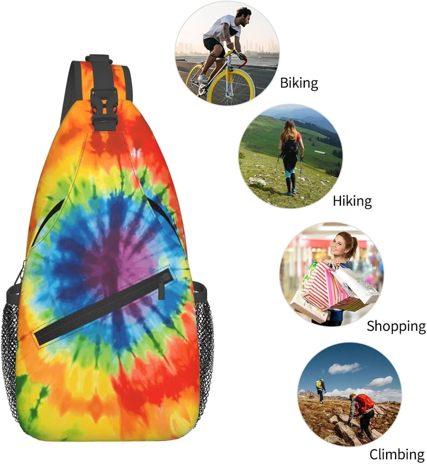 Cross Chest Bag Diagonally Sling Backpack Crossbody Shoulder Bag Turquoise Blue Gold Marble Sling Bag Travel Hiking Daypack