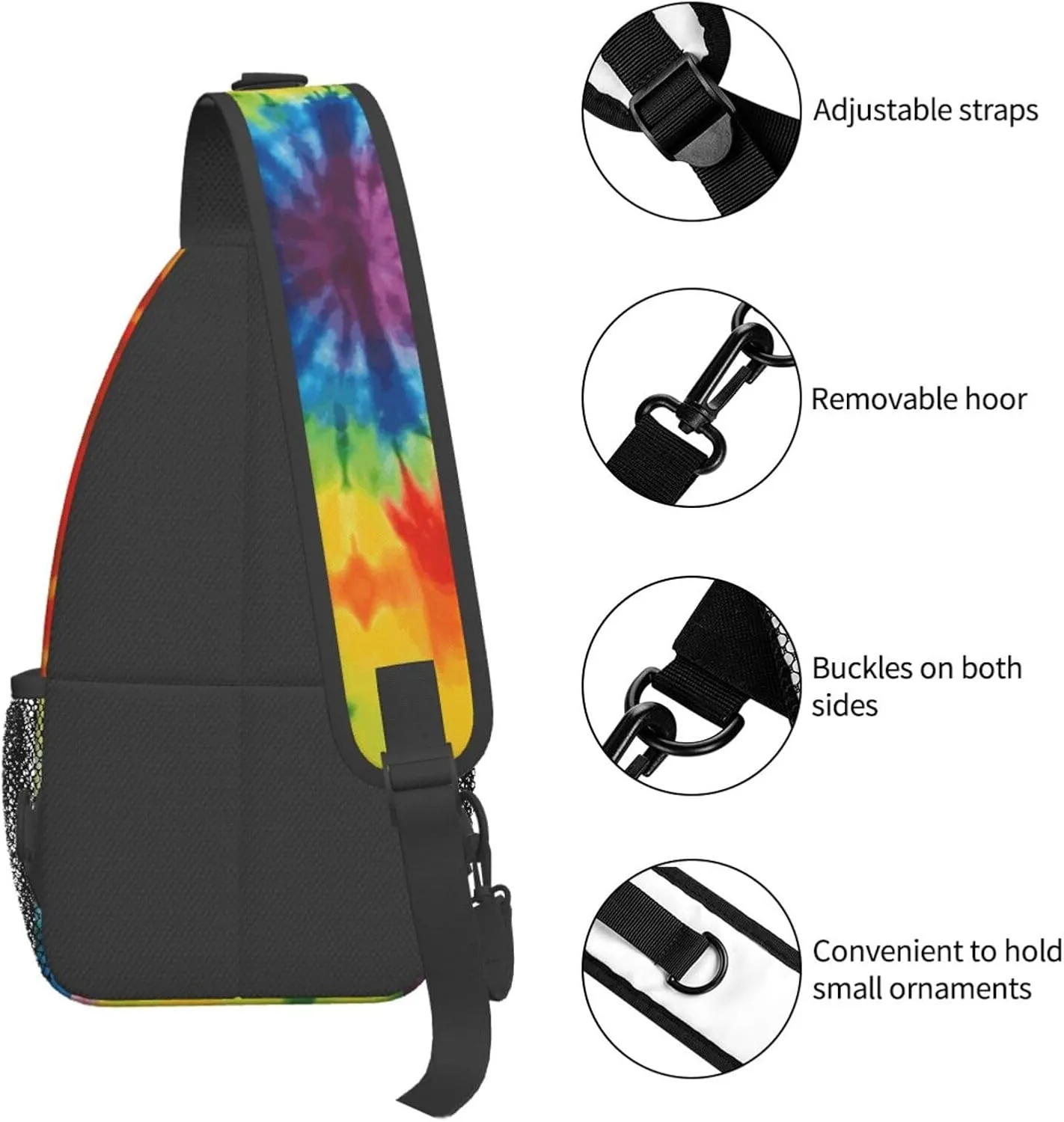 Cross Chest Bag Diagonally Sling Backpack Crossbody Shoulder Bag Turquoise Blue Gold Marble Sling Bag Travel Hiking Daypack