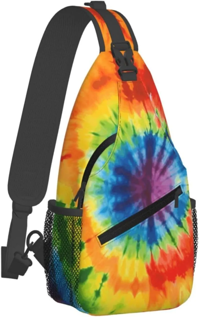 Cross Chest Bag Diagonally Sling Backpack Crossbody Shoulder Bag Turquoise Blue Gold Marble Sling Bag Travel Hiking Daypack