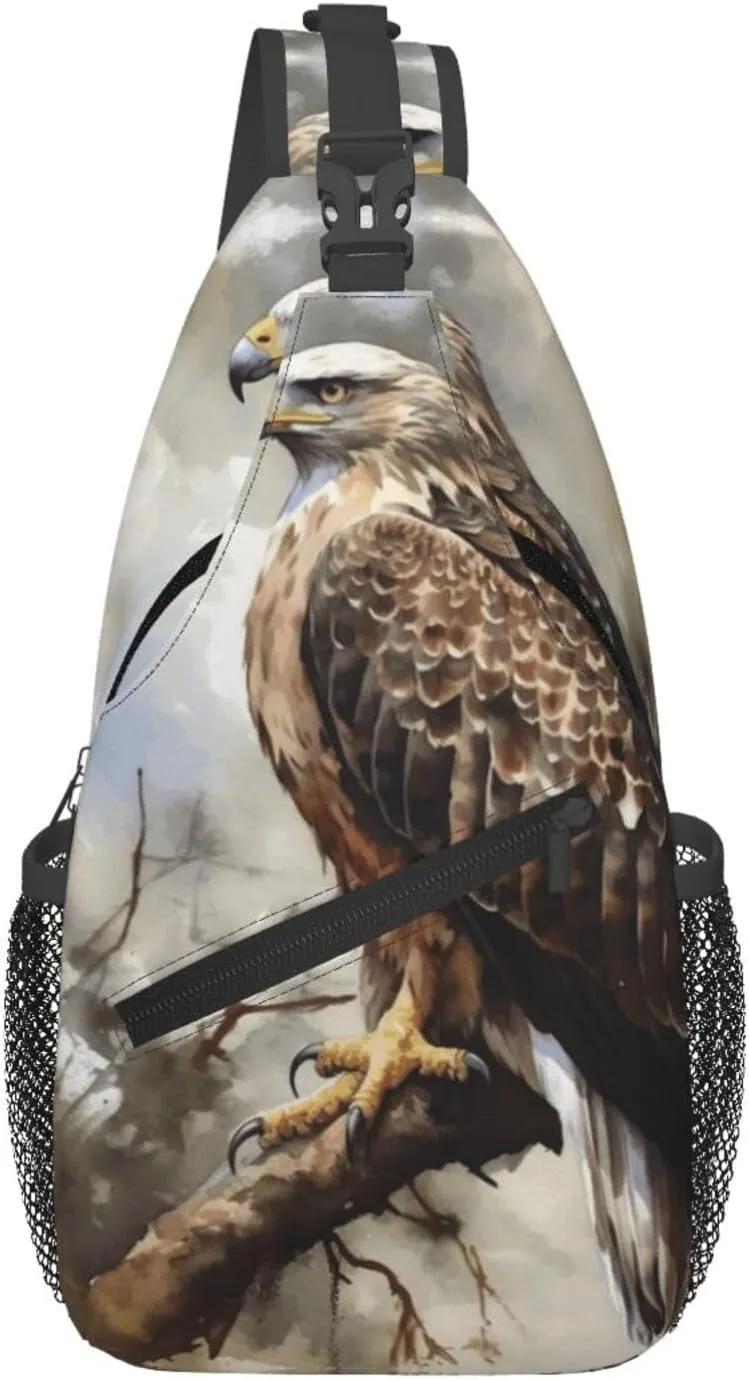 Cross Chest Bag Diagonally Sling Backpack Crossbody Shoulder Bag White Peacock Sling Bag Travel Hiking Daypack