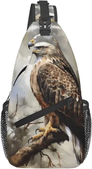 Cross Chest Bag Diagonally Sling Backpack Crossbody Shoulder Bag White Peacock Sling Bag Travel Hiking Daypack