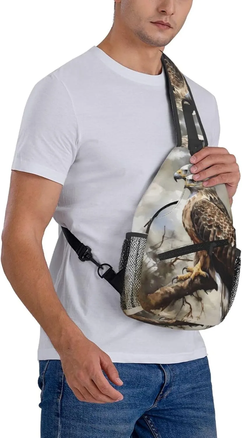 Cross Chest Bag Diagonally Sling Backpack Crossbody Shoulder Bag White Peacock Sling Bag Travel Hiking Daypack