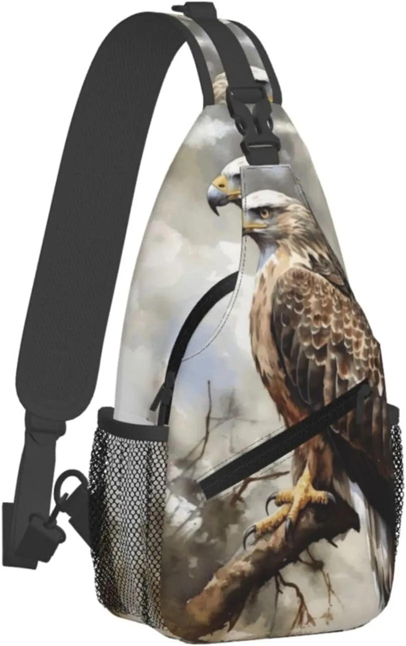 Cross Chest Bag Diagonally Sling Backpack Crossbody Shoulder Bag White Peacock Sling Bag Travel Hiking Daypack