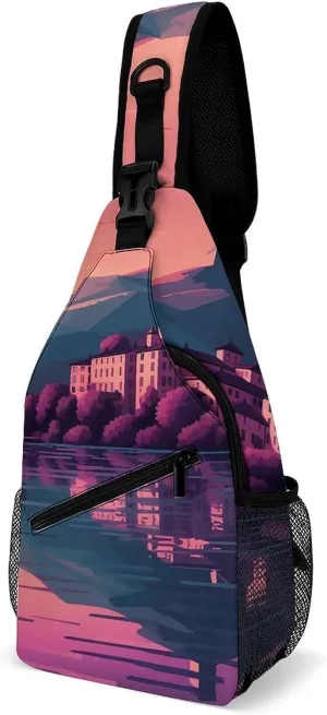 Cross Chest Bag Diagonally Sling Backpack Crossbody Shoulder Bags Animated Illustration Sling Bag Travel Hiking Daypack