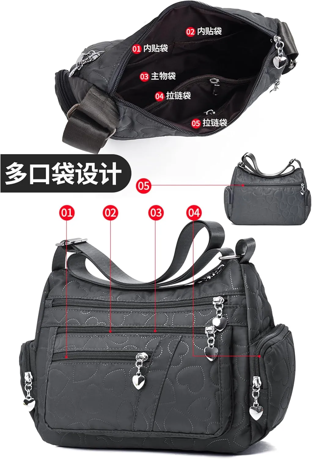 Crossbody Bags for Women Casual Handbags & Shoulder Bags Nylon Tote Bag Lightweight Waterproof Messenger Bag Anti Theft Bag