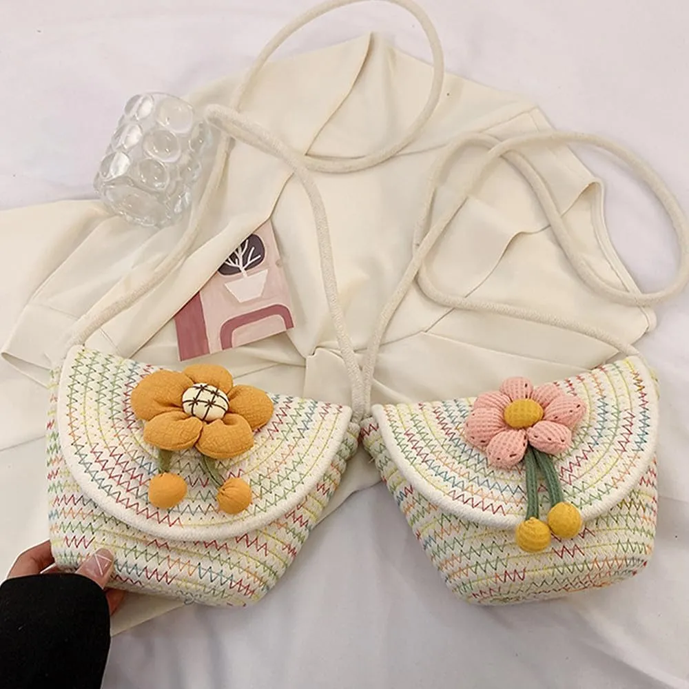 Crossbody Bags for Women Cotton Cross Body Purses Cute Handbags Flower Shoulder Bag Satchel Phone Wallet Multi(Yellow Flower)