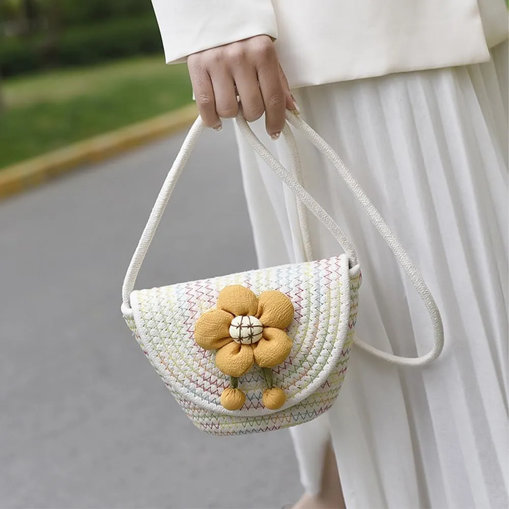 Crossbody Bags for Women Cotton Cross Body Purses Cute Handbags Flower Shoulder Bag Satchel Phone Wallet Multi(Yellow Flower)
