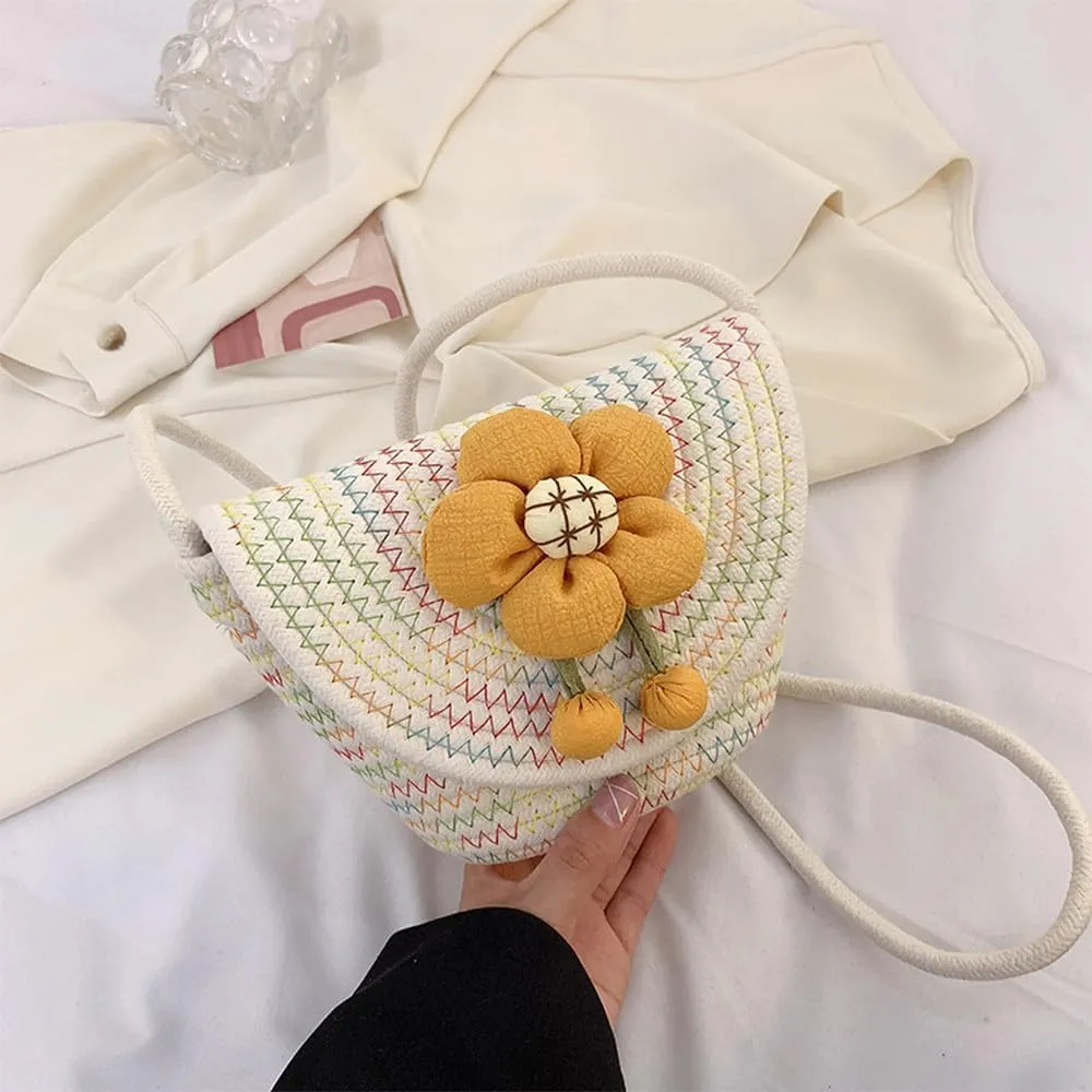 Crossbody Bags for Women Cotton Cross Body Purses Cute Handbags Flower Shoulder Bag Satchel Phone Wallet Multi(Yellow Flower)