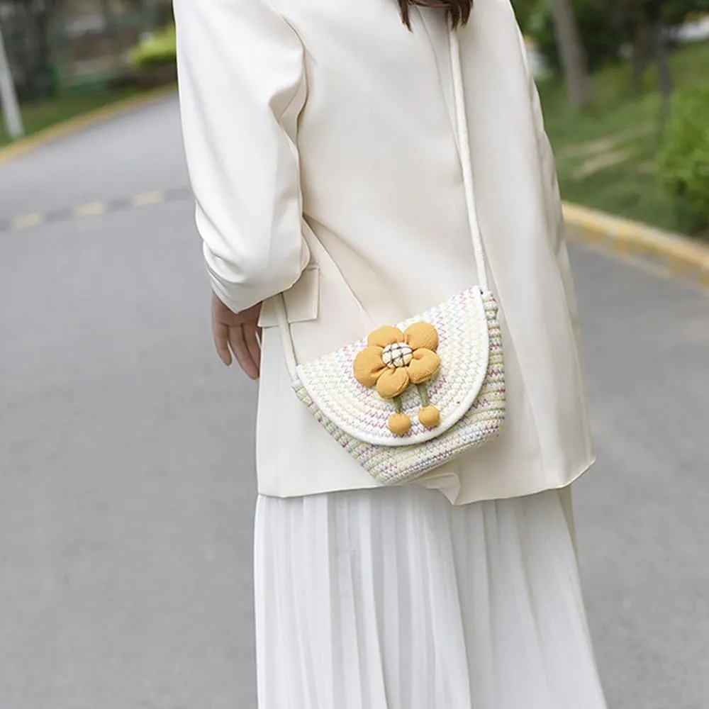 Crossbody Bags for Women Cotton Cross Body Purses Cute Handbags Flower Shoulder Bag Satchel Phone Wallet Multi(Yellow Flower)