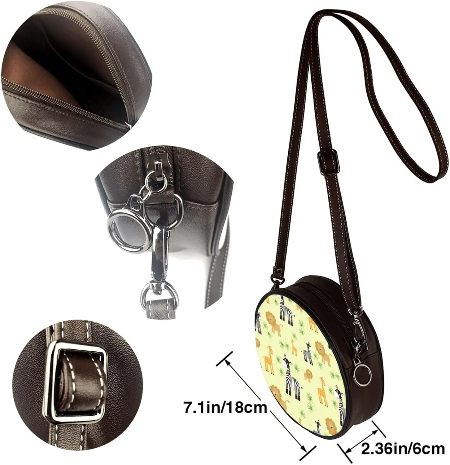 Crossbody Bags for Women, Round PU Leather Purses Crossbody Handbag Purse with Adjustable Strap