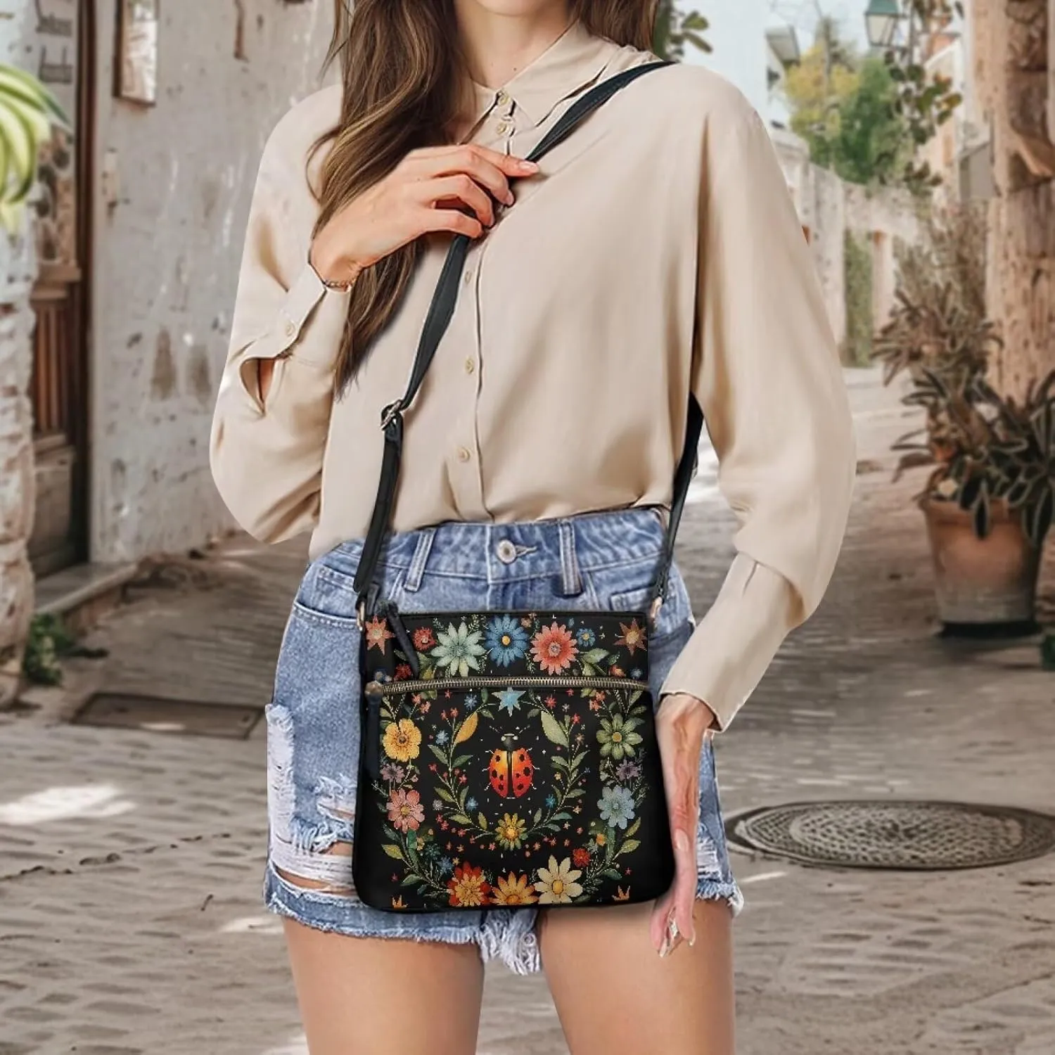 Crossbody Hobo Bag for Women, Leather Satchel Purse Shoulder Bag with Adjustable Strap Multi Pocket