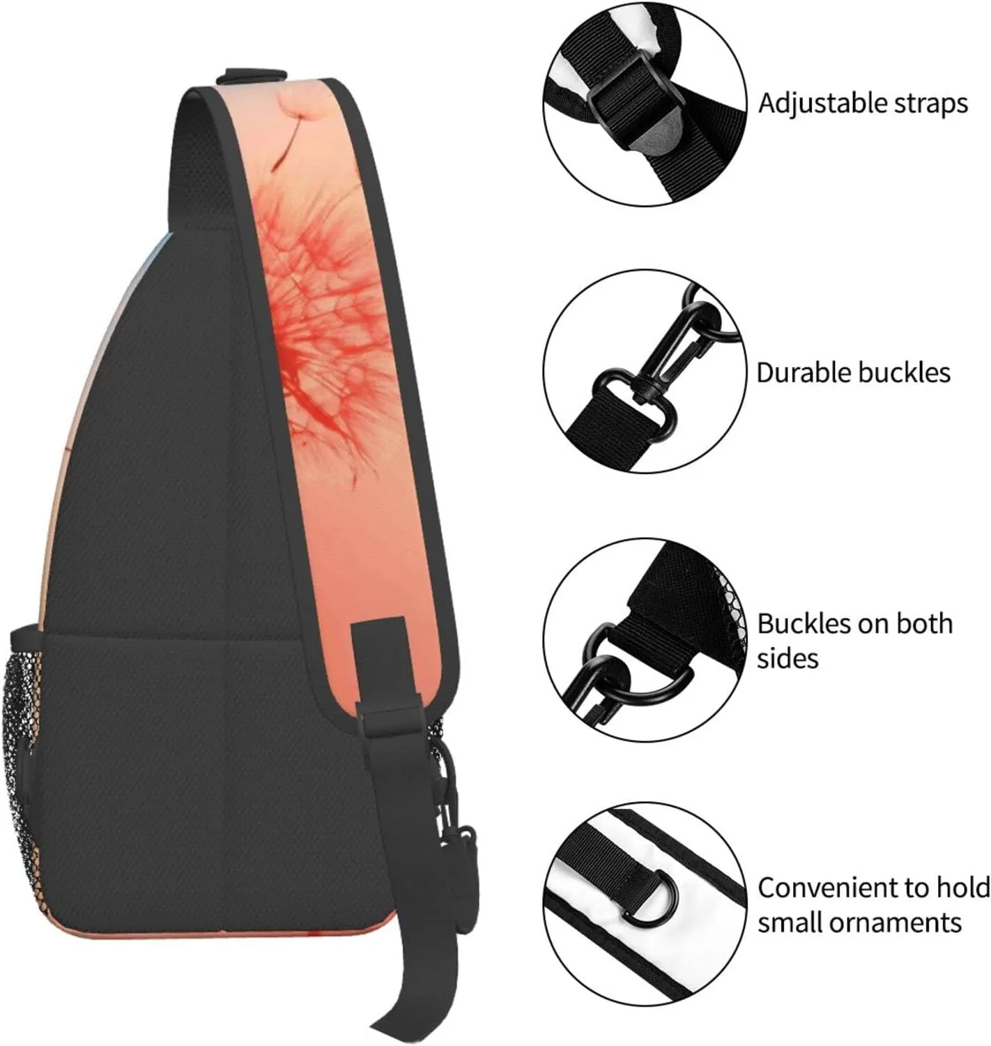 Crossbody Sling Backpack Sling Bag Chest Bag Shoulder Bag Travel Hiking Daypack For Men Women-The Sunset Of Dandelion