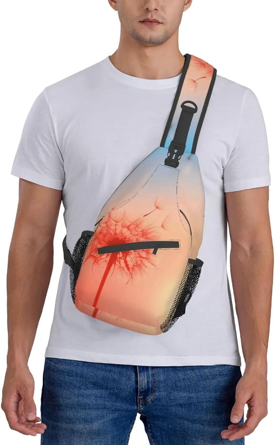 Crossbody Sling Backpack Sling Bag Chest Bag Shoulder Bag Travel Hiking Daypack For Men Women-The Sunset Of Dandelion