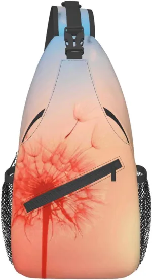 Crossbody Sling Backpack Sling Bag Chest Bag Shoulder Bag Travel Hiking Daypack For Men Women-The Sunset Of Dandelion