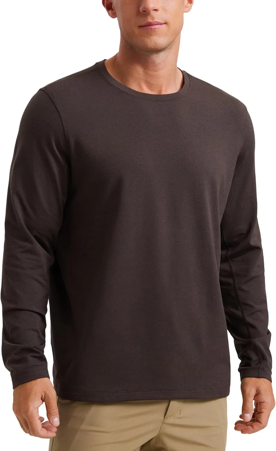 CRZ YOGA Cloud Jersey Mens Long Sleeve Shirts Breathable Casual Workout Crewneck T-Shirts Soft Basic Tops