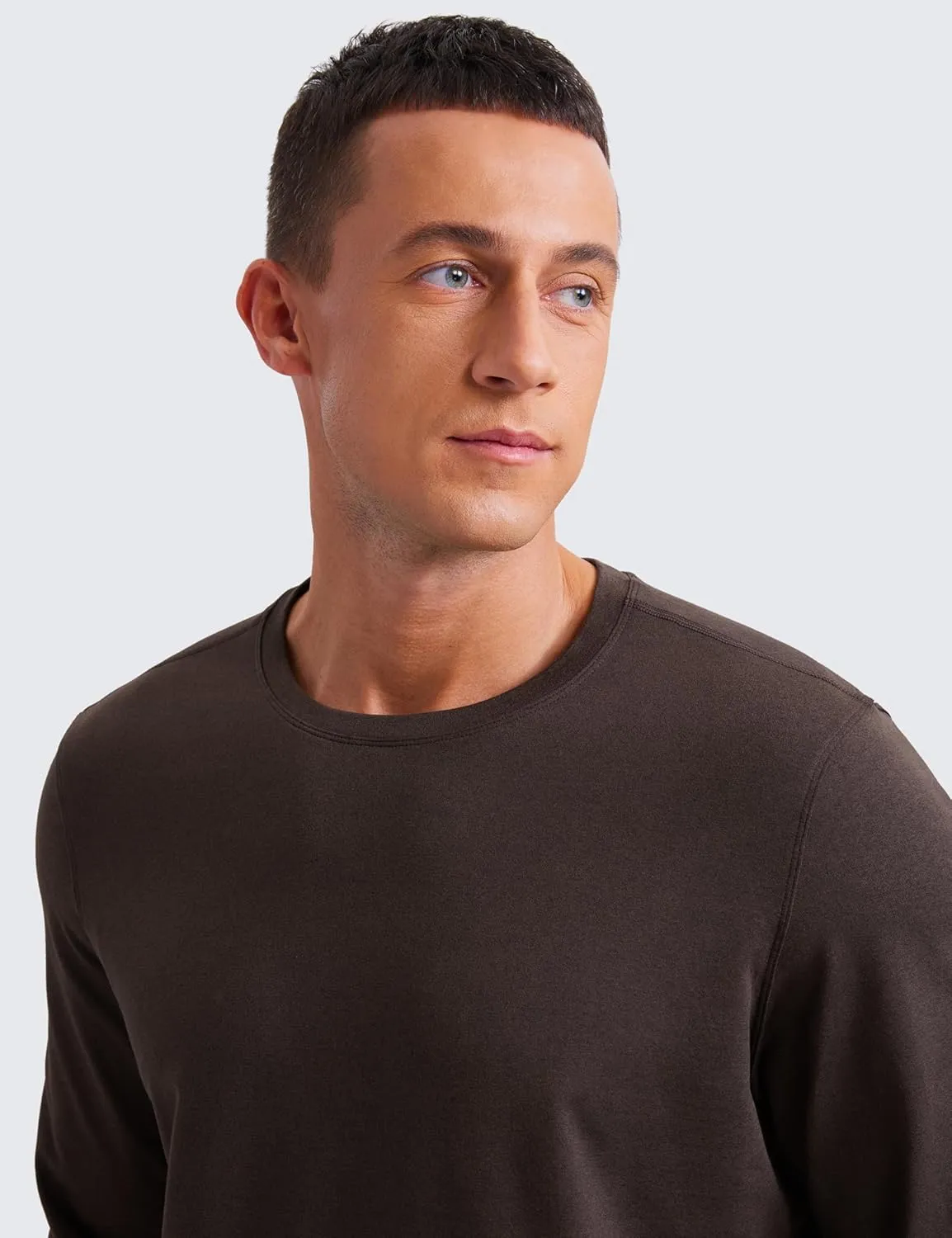 CRZ YOGA Cloud Jersey Mens Long Sleeve Shirts Breathable Casual Workout Crewneck T-Shirts Soft Basic Tops