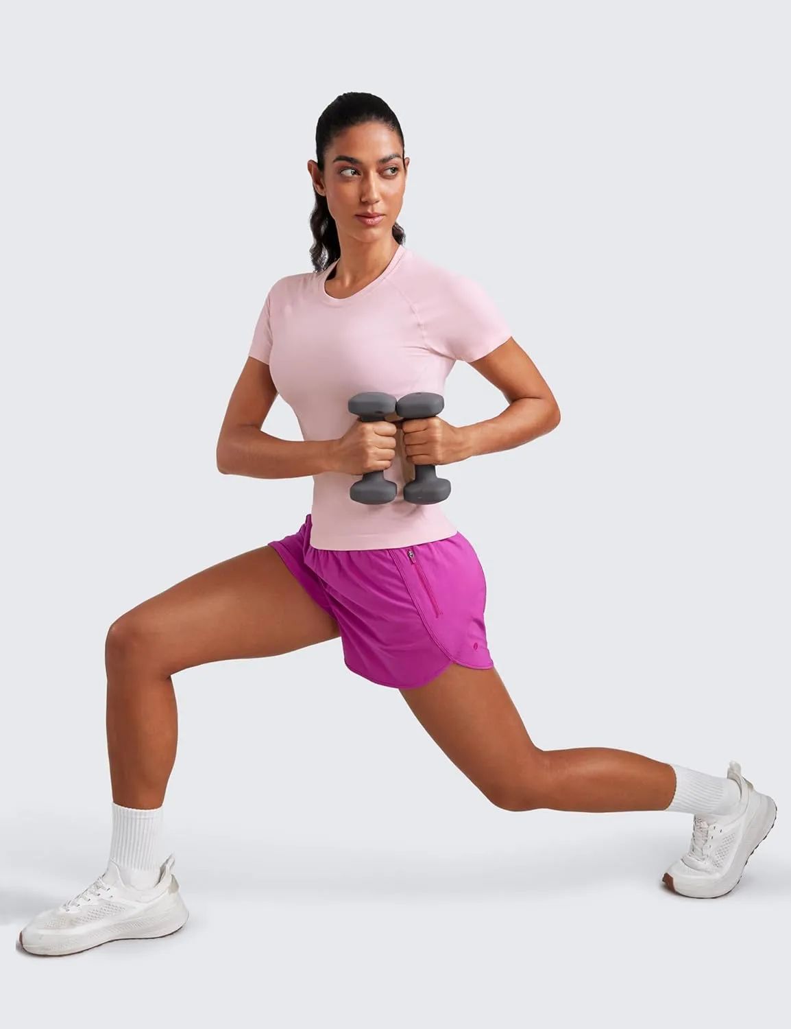CRZ YOGA Seamless Short Sleeve Shirts for Women Breathable Running Workout Tops Athletic Gym Yoga Basic T-Shirts