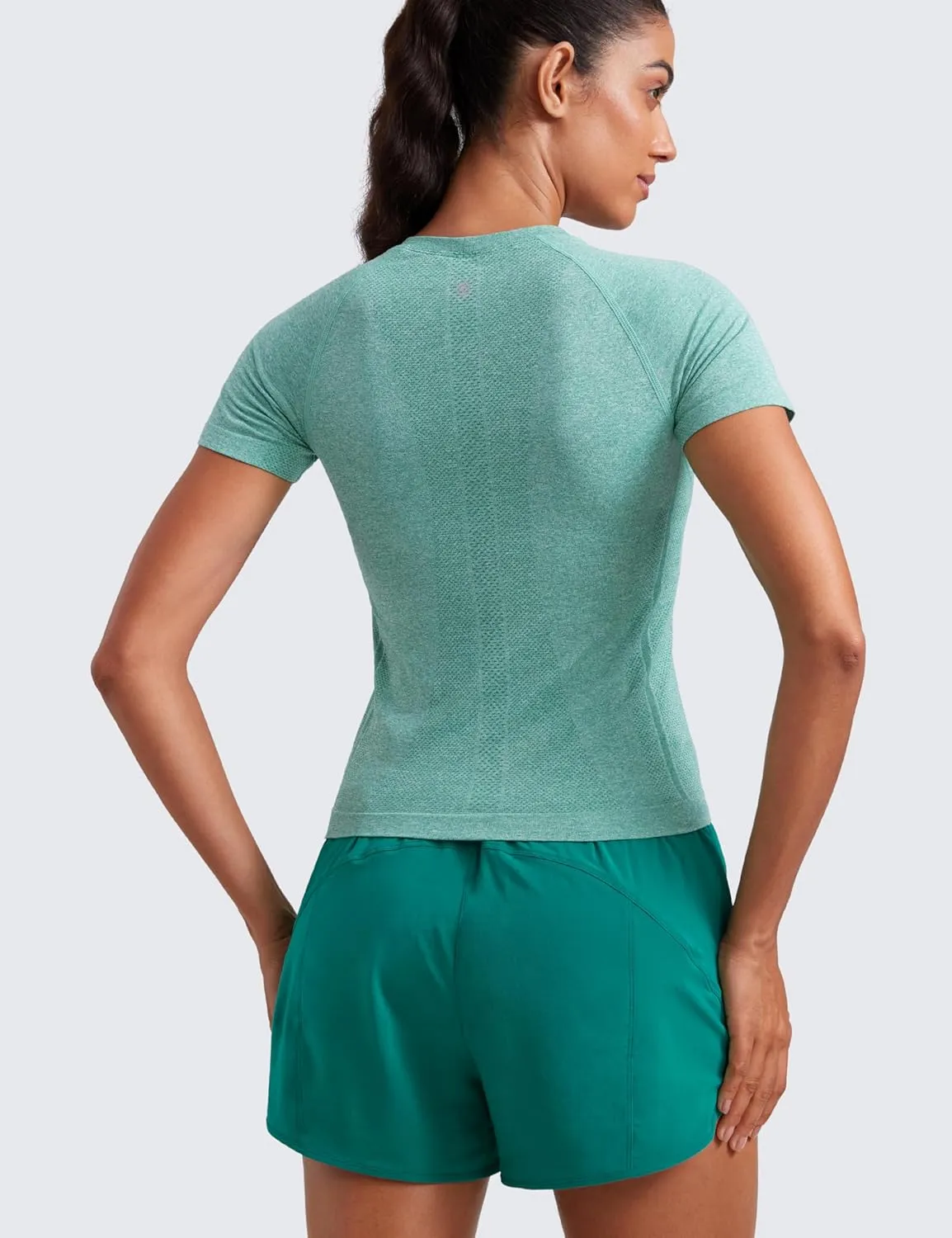 CRZ YOGA Seamless Short Sleeve Shirts for Women Breathable Running Workout Tops Athletic Gym Yoga Basic T-Shirts