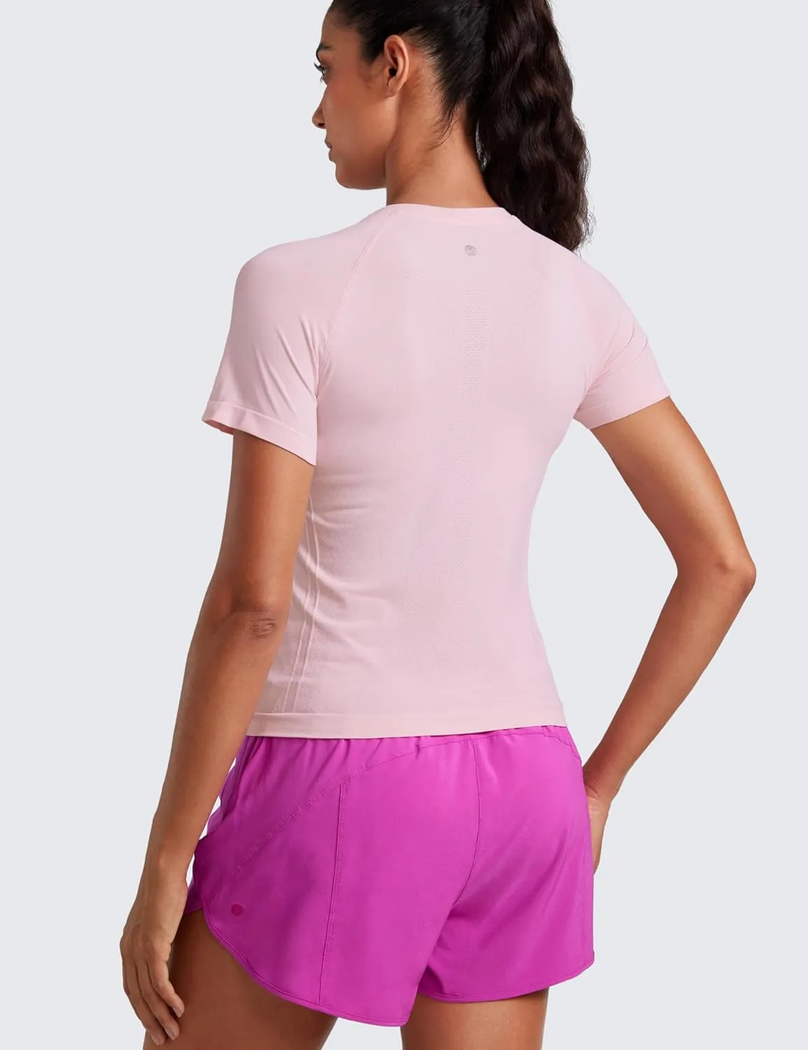 CRZ YOGA Seamless Short Sleeve Shirts for Women Breathable Running Workout Tops Athletic Gym Yoga Basic T-Shirts