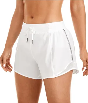 CRZ YOGA Womens Athletic Running Shorts with Zip Pocket, 4" Mid-Waist Mesh Liner Gym Workout Shorts