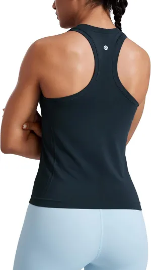 CRZ YOGA Womens Seamless Racerback Tank Scoop Neck Breathable Running Workout Tops Athletic Gym Sleeveless Shirts