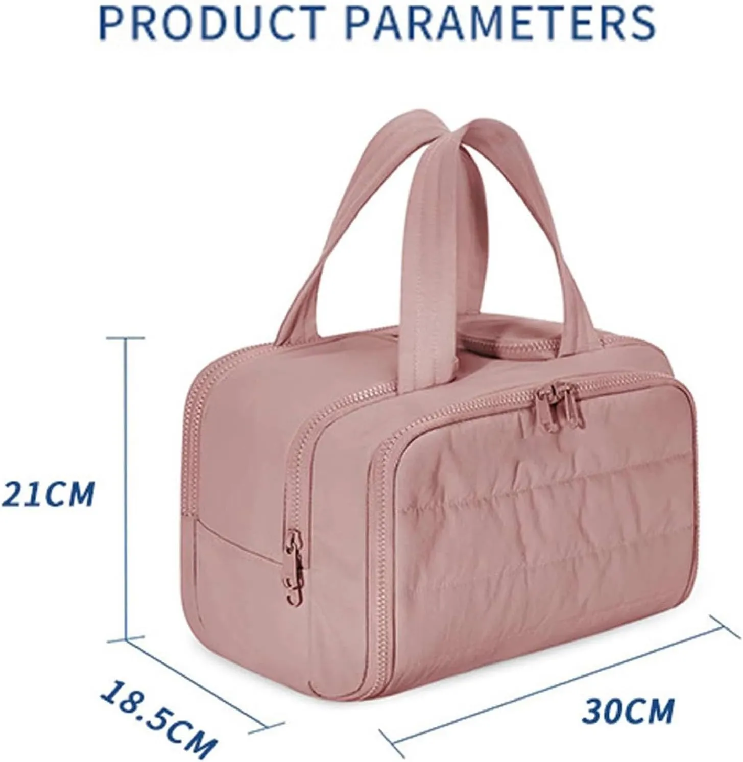 Cureaway Travel Cosmetic Bag, Curetoaway-Z Large Capacity Wide-Open Travel Cosmetic Bag, Curetoaway Toiletry Bag for Women with Divider and Handle, Dry-and-Wet Separation (Khaki)