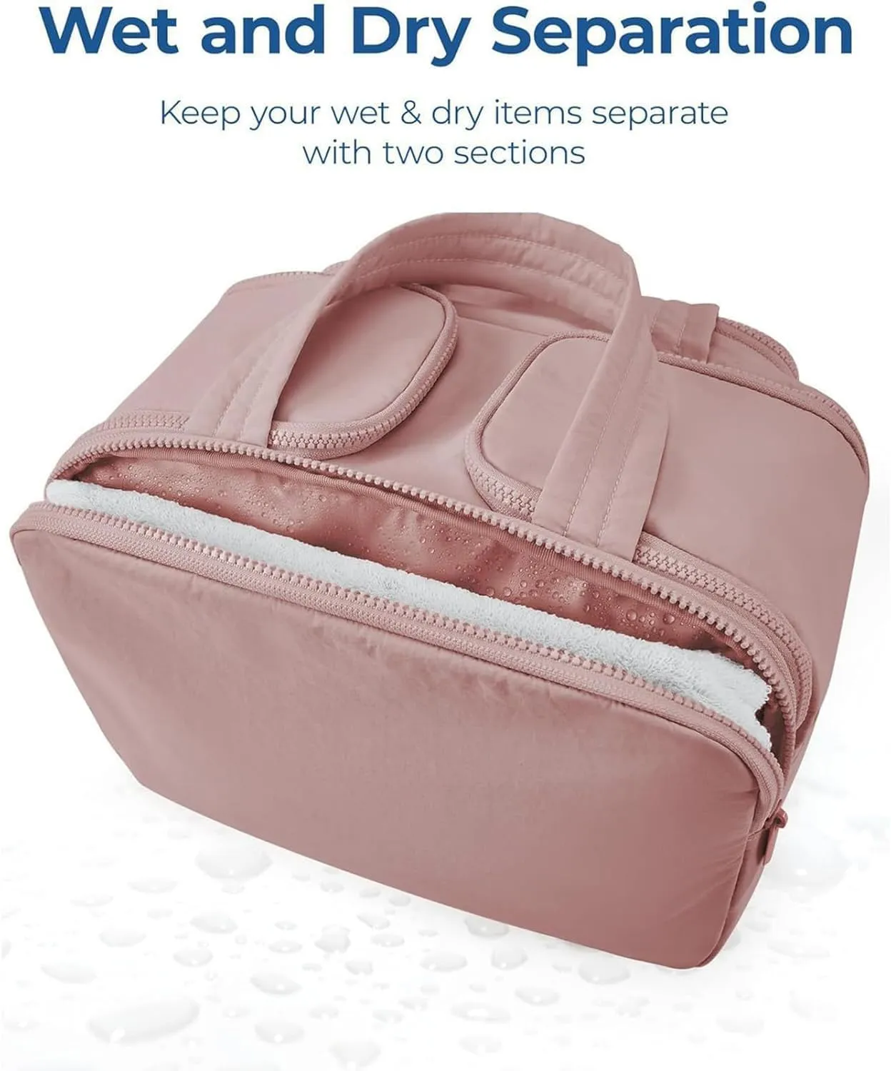 Curetoaway Travel Makeup Bag for Women, Large Capacity 4-in-1 Toiletry Organizer, Waterproof Hanging Cosmetic Bag, Wet/Dry Separation (Black)