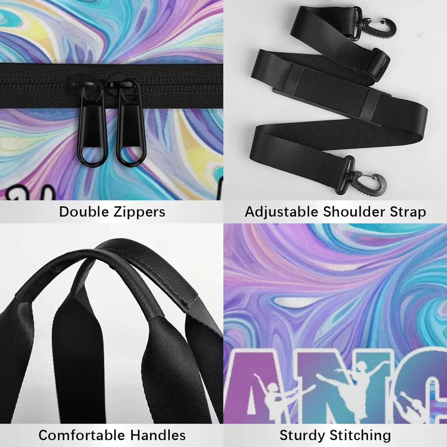 Custom Dance Duffel Bag with Name Round Personalized Dance Ballet Bags Waterproof Customized Travel Bag Carry-On Tote 17.6in, Blue Purple Oil Painting