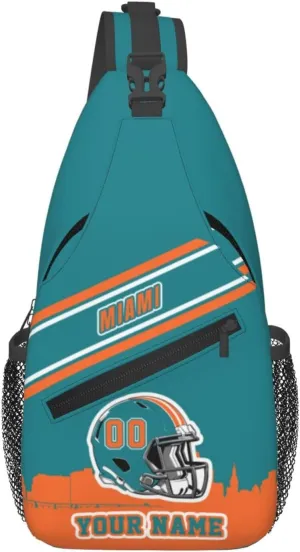 Custom Miami Sling Bag, Personalized Crossbody Bags For Men Women, Customize Name And Number Sling Shoulder Backpack For Travel Hiking Daypack Sports Outdoor