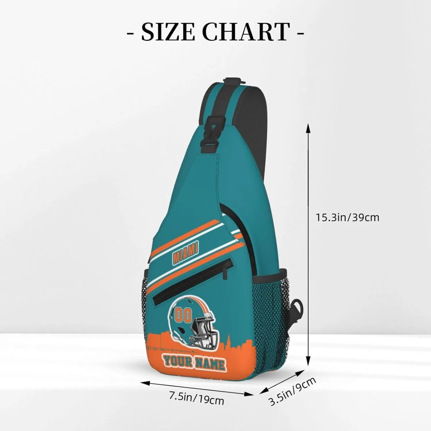 Custom Miami Sling Bag, Personalized Crossbody Bags For Men Women, Customize Name And Number Sling Shoulder Backpack For Travel Hiking Daypack Sports Outdoor