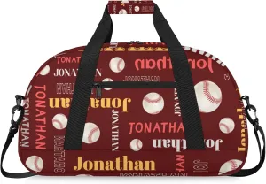 Custom-Personalize-Kids-Duffel-Bags with Name Text Carry-On Overnight Travel Gym Lightweight Dance Sports Bags For Girls Boys Kids Baseball