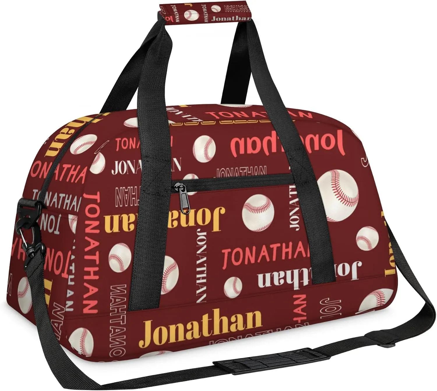 Custom-Personalize-Kids-Duffel-Bags with Name Text Carry-On Overnight Travel Gym Lightweight Dance Sports Bags For Girls Boys Kids Baseball