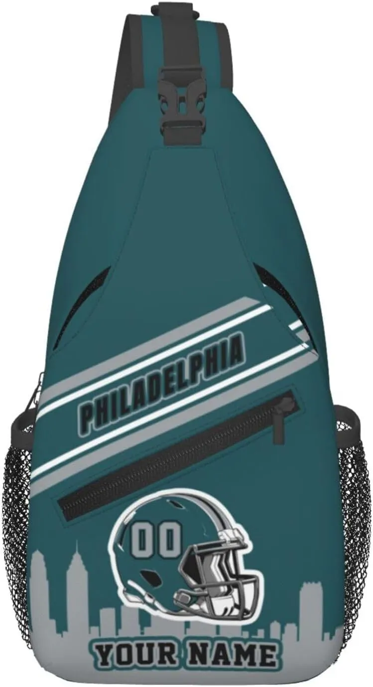 Custom Philadelphia Sling Bag, Personalized Crossbody Bags For Men Women, Customize Name And Number Sling Shoulder Backpack For Travel Hiking Daypack Sports Outdoor