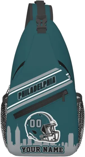Custom Philadelphia Sling Bag, Personalized Crossbody Bags For Men Women, Customize Name And Number Sling Shoulder Backpack For Travel Hiking Daypack Sports Outdoor