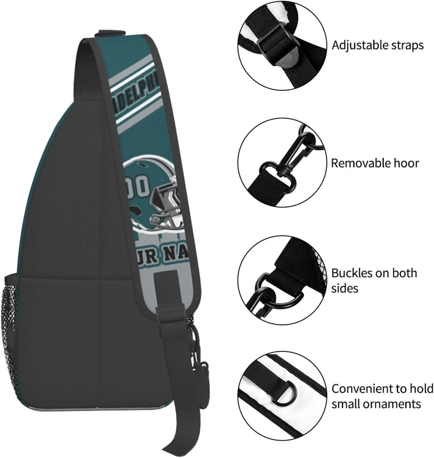 Custom Philadelphia Sling Bag, Personalized Crossbody Bags For Men Women, Customize Name And Number Sling Shoulder Backpack For Travel Hiking Daypack Sports Outdoor