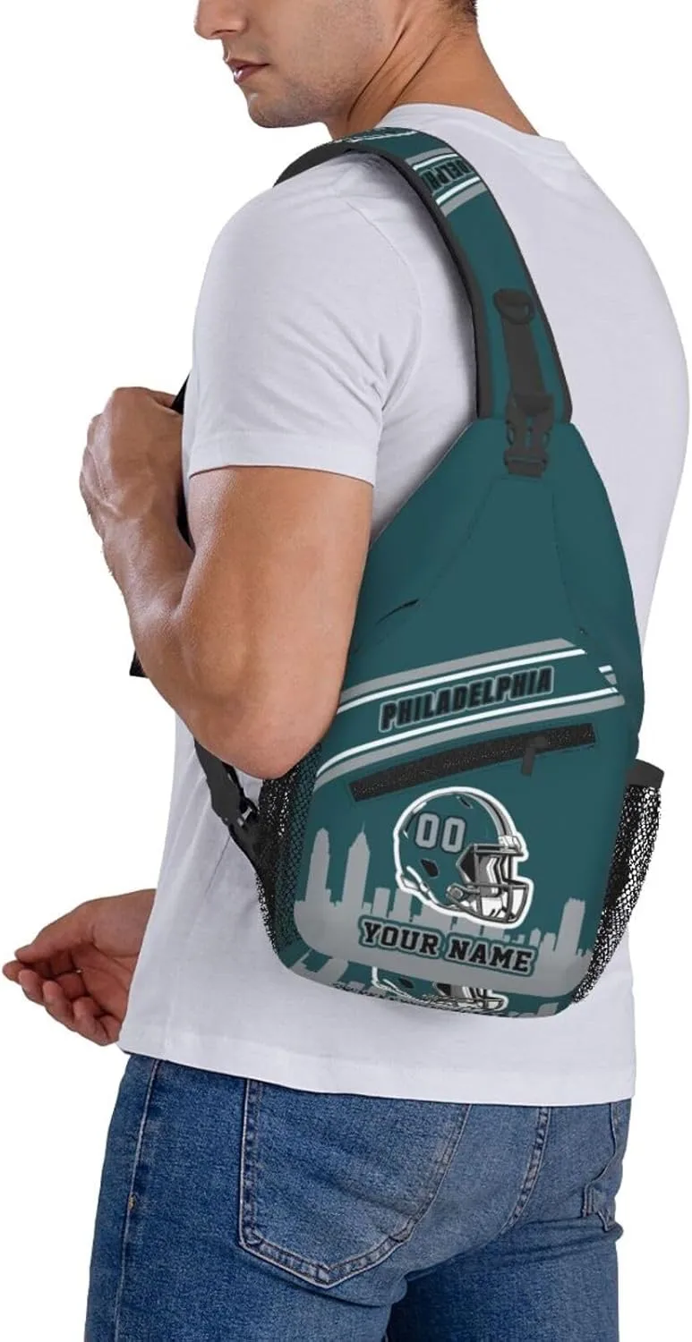 Custom Philadelphia Sling Bag, Personalized Crossbody Bags For Men Women, Customize Name And Number Sling Shoulder Backpack For Travel Hiking Daypack Sports Outdoor