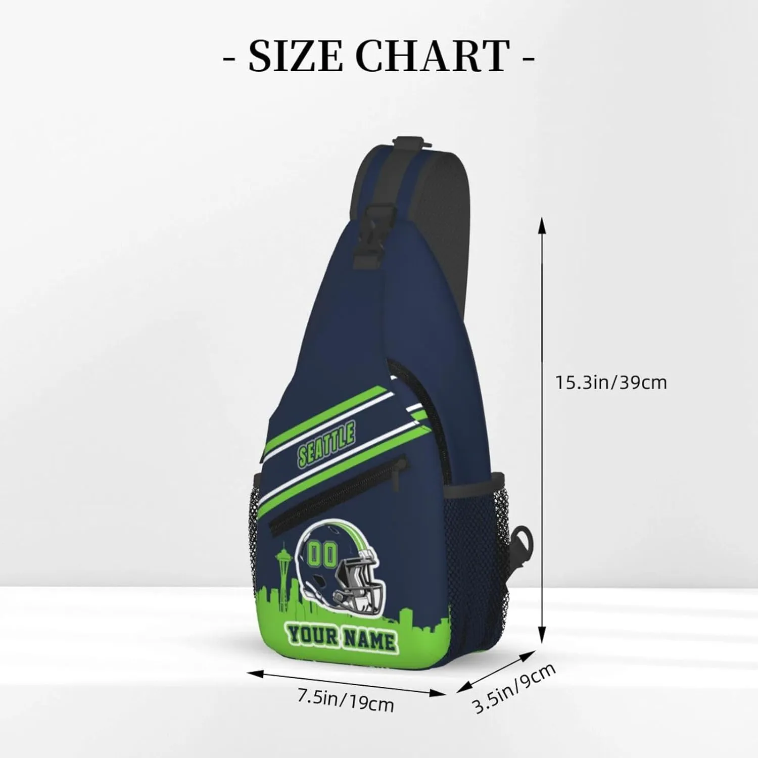 Custom Seattle Sling Bag, Personalized Crossbody Bags For Men Women, Customize Name And Number Sling Shoulder Backpack For Travel Hiking Daypack Sports Outdoor
