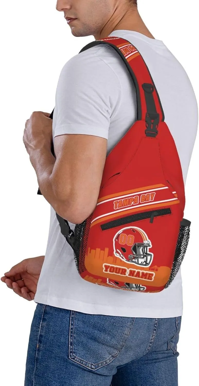Custom Tampa Bay Sling Bag, Personalized Crossbody Bags For Men Women, Customize Name And Number Sling Shoulder Backpack For Travel Hiking Daypack Sports Outdoor