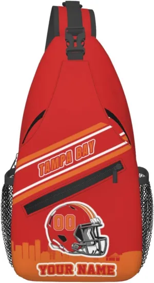 Custom Tampa Bay Sling Bag, Personalized Crossbody Bags For Men Women, Customize Name And Number Sling Shoulder Backpack For Travel Hiking Daypack Sports Outdoor