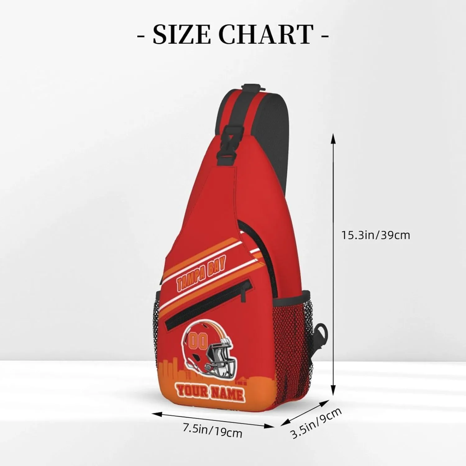 Custom Tampa Bay Sling Bag, Personalized Crossbody Bags For Men Women, Customize Name And Number Sling Shoulder Backpack For Travel Hiking Daypack Sports Outdoor