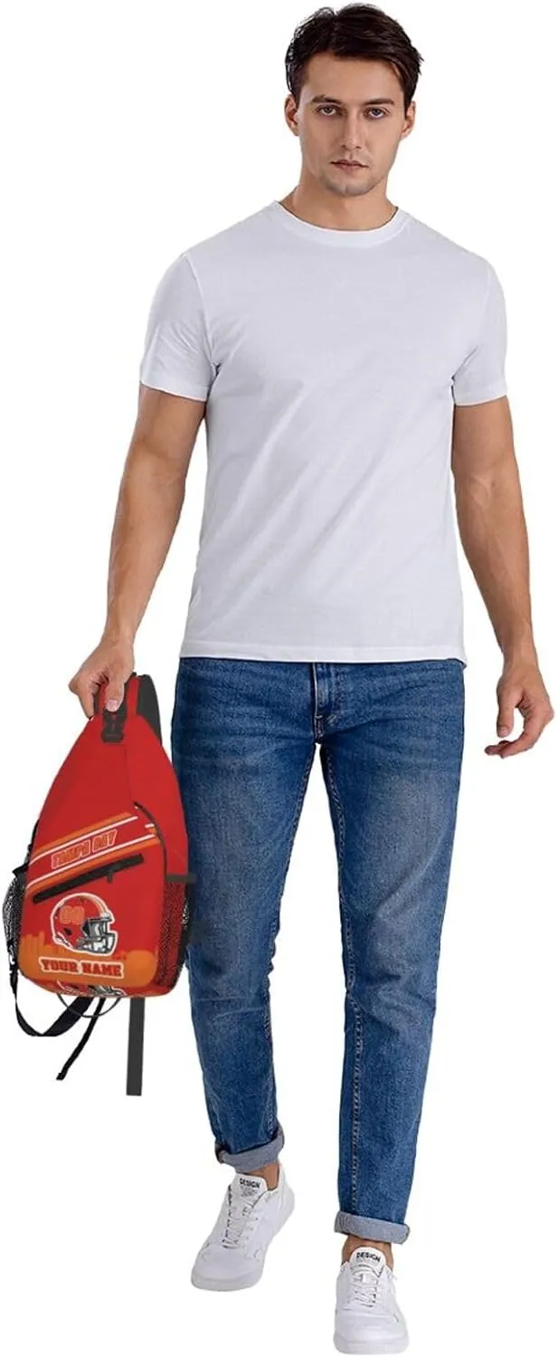 Custom Tampa Bay Sling Bag, Personalized Crossbody Bags For Men Women, Customize Name And Number Sling Shoulder Backpack For Travel Hiking Daypack Sports Outdoor