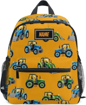 Custom Toddler Backpack for Boy's/Girl's, Add Name Here Made Personalized Children Kindergarten School Book Bag Tractors Trucks S
