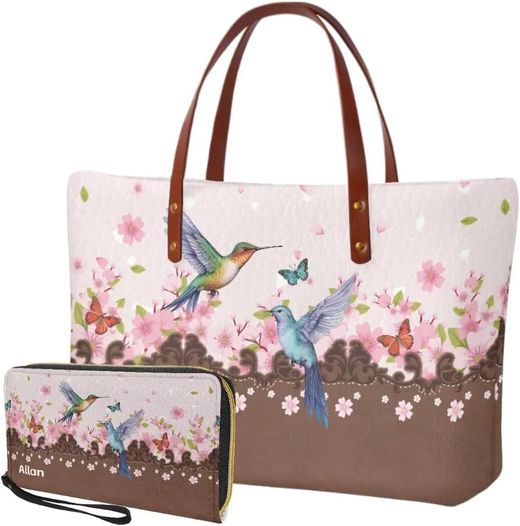 Customzied Women Handbags and Wallet Set of 2 Tote Bag Shoulder Bag Top Handle Satchel Purse