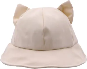 Cute Cat Bucket Hat for Women Girls Fisherman Cap Outdoor Wide Brim Bowler Cloche Beanie Cap Winter Fall Solid Color