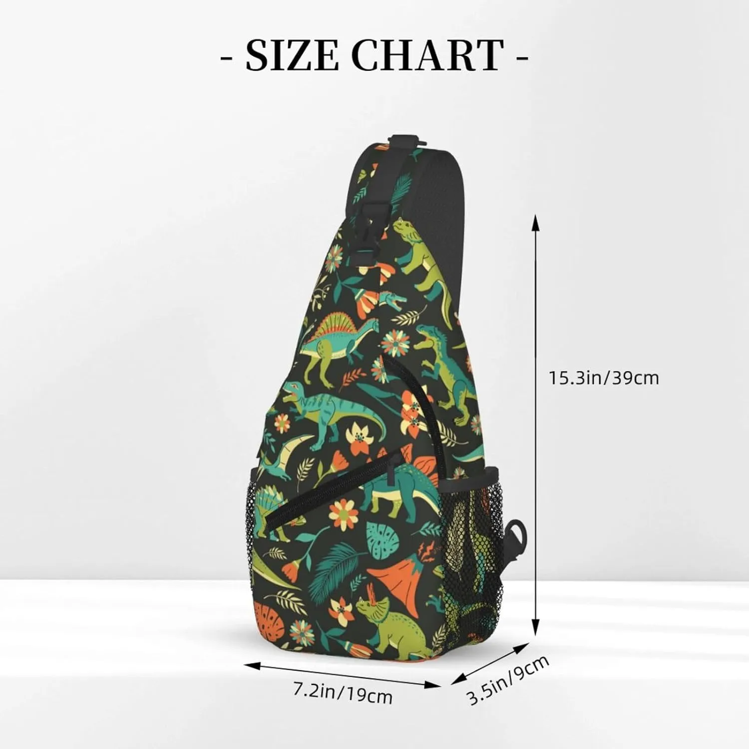 Cute Dinosaur Sling Backpack Shoulder Chest Bag For Men Women Hiking Travel Crossbody Daypack