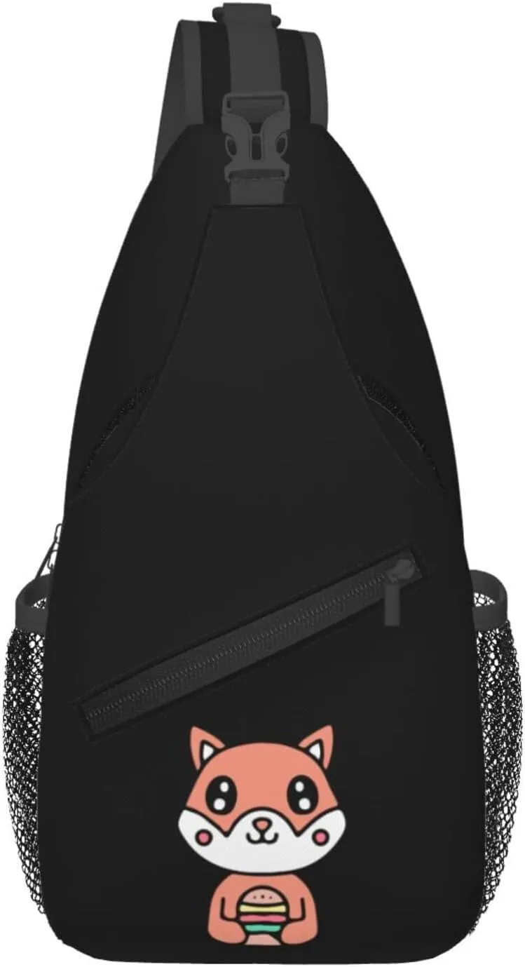 Cute Dog Holding Burger Crossbody Bags For Women Men Chest Backpack Gym Shoulder Bag Travel Outdoor Sports Casual Crossbody Bags