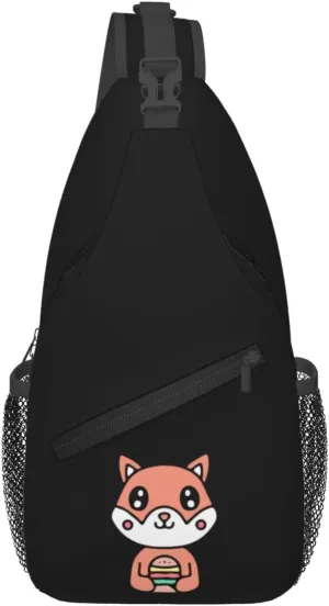 Cute Dog Holding Burger Crossbody Bags For Women Men Chest Backpack Gym Shoulder Bag Travel Outdoor Sports Casual Crossbody Bags