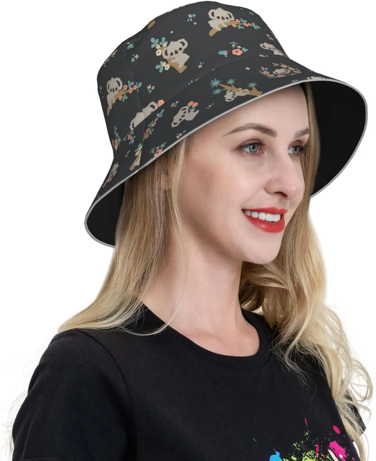 Cute Panda Bucket Hat for Women Men Teens Double-Side-Wear Reversible Summer Beach Sun Hat Packable Fisherman Cap